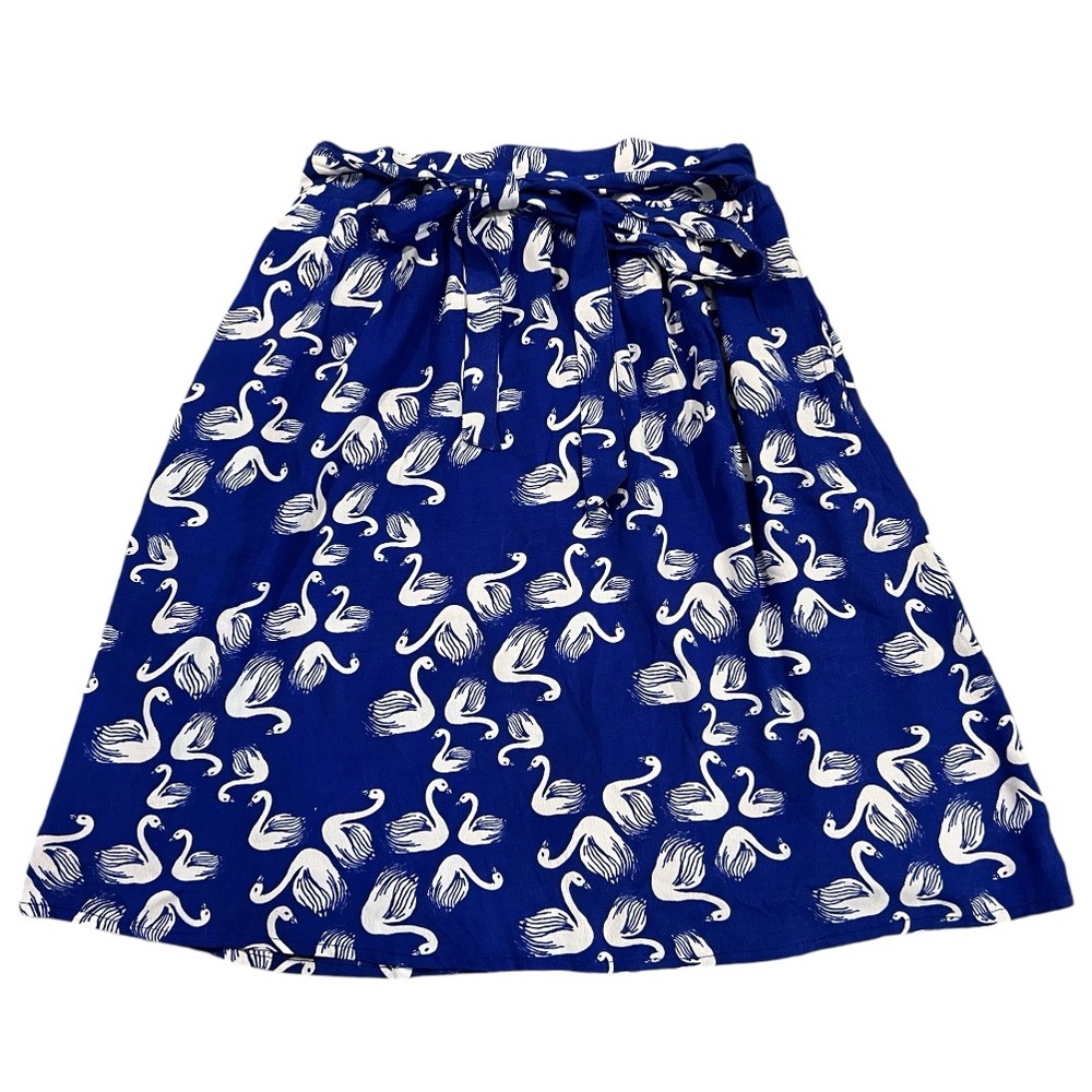 Anthropologie Porridge • Swan Getaway Blue Ivory Tie Waist Slip Skirt